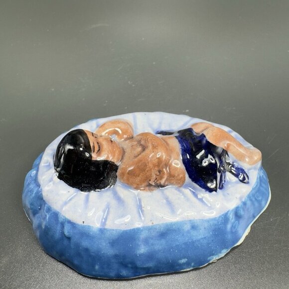 Vintage Mexican Pottery Hand Painted Blue Tonala Nativity Figurine Baby Jesus - Picture 7 of 7